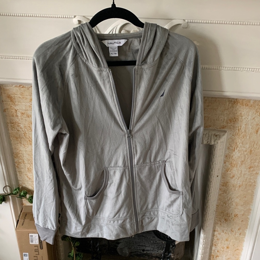 Nautica Gray Full-Zip Hooded Sweatshirt